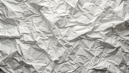 Poster - A close-up of crumpled white paper showcases its intricate texture, revealing the play of light and shadow across its wrinkled surface, emphasizing its unique character