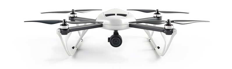 Wall Mural - Modern drone with camera isolated on white. 