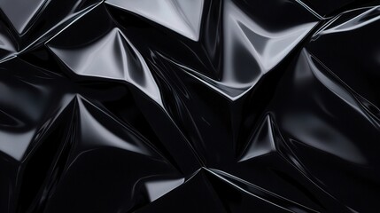 Poster - Black Abstract: A mesmerizing interplay of light and shadow dances across a sleek, black, geometric surface, creating a captivating abstract composition. 