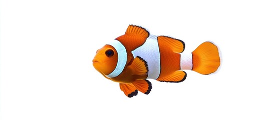 Wall Mural - A Vibrant Clownfish Isolated Against a White Background