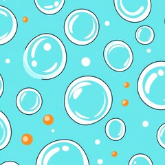 Poster - Simple line art of clear bubble outlines on a vibrant solid color backdrop, perfect for minimalist design themes.