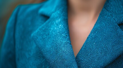 Wall Mural -  A close-up of a woman's blue jacket on a mannequin's head