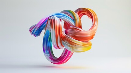 Aufkleber - Vibrant, colorful brush strokes twist and turn in a striking three-dimensional arrangement, showcasing rich hues and a playful design that catches the eye