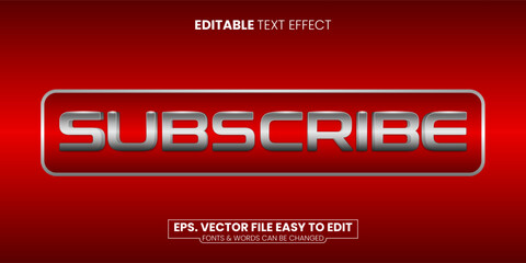 Wall Mural - red subscribe editable text effect