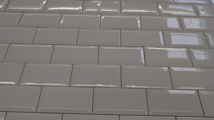 Wall Mural - Sleek grey modern subway tile with a high-gloss finish gray glossy clean background