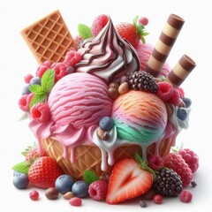 Wall Mural - ice cream with fruits