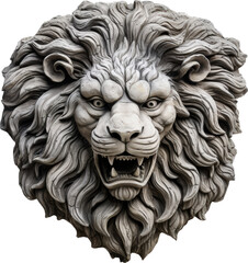 Stone lion head sculpture