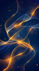 Modern abstract wave line on blue background. Modern yellow gradient flowing wave lines. Futuristic technology concept. Suit for poster, banner, brochure, cover, website, flyer. Vector illustration