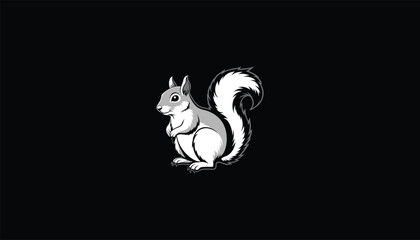 Sticker - Eastern Gray Squirrel Logo with White Outline on Black Background