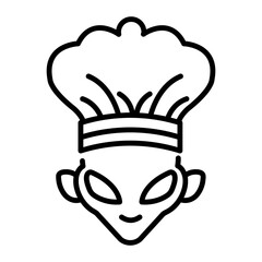 Sticker - Alien chef icon in line style 