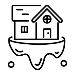 Poster - A linear style icon of metaverse house 