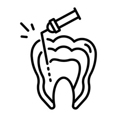 Poster - Root canal icon in outline style 