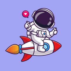 Wall Mural - Cute Astronaut Riding Rocket With Love Sign Hand Cartoon
Vector Icon Illustration Science Technology Icon Concept
Isolated Premium Vector. Flat Cartoon Style