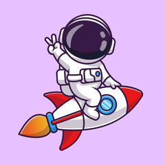 Wall Mural - Cute Astronaut Riding Rocket With Peace Sign Hand Cartoon
Vector Icon Illustration. Science Technology Icon Concept
Isolated Premium Vector. Flat Cartoon Style