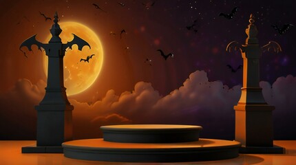 Sticker - halloween background with pumpkin