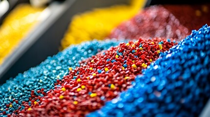 Poster - photograph showcasing the production process of recycled plastic pellets a crucial raw material for 