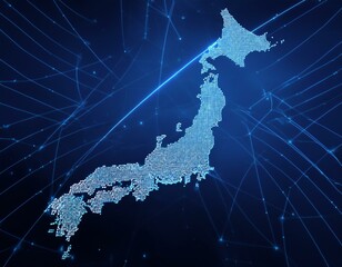 Poster - Digital map of Japan, concept of global network and connectivity
