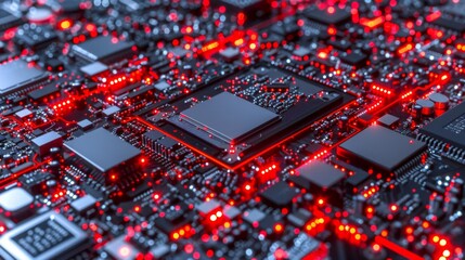 Canvas Print - a red circuit board