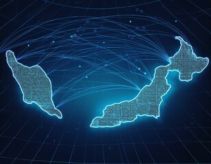 Poster - Digital map of Malaysia, concept of global network and connectivity