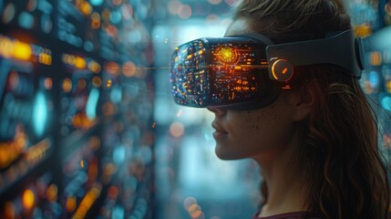 Poster - Create an interactive educational scene where VR goggles users explore AI-generated simulations and spinning holographic models.