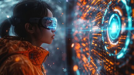 Poster - craft a cinematic illustration depicting the convergence of vr goggles, ai animations, and spinning 