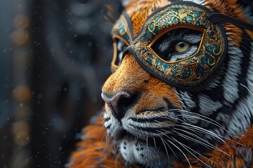 Poster - Tiger with a Mask, a Majestic Creature