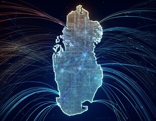 Poster - Digital map of Qatar, concept of global network and connectivity