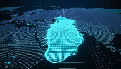 Poster - Digital map of Qatar, concept of global network and connectivity