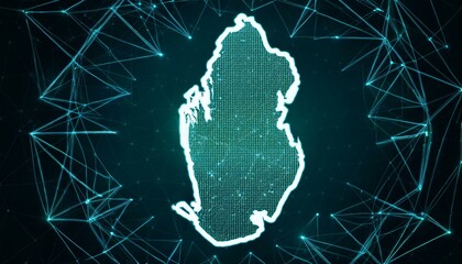Poster - Digital map of Qatar, concept of global network and connectivity