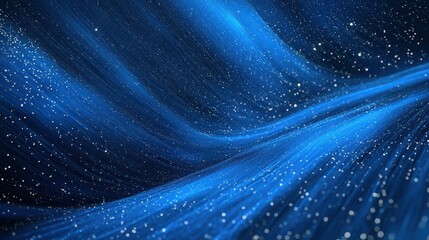 Wall Mural - A swirling blue wave with sparkling particles, creating a cosmic or abstract atmosphere.