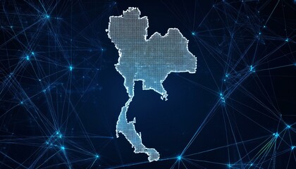 Poster - Digital map of Thailand, concept of global network and connectivity