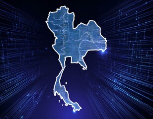 Poster - Digital map of Thailand, concept of global network and connectivity
