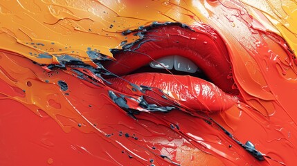 Poster - create an illustration of torn plastic wrap with vibrant splashes