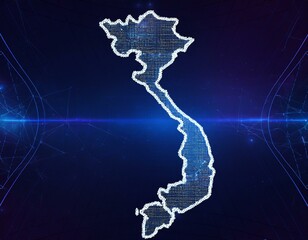 Poster - Digital map of Vietnam, concept of global network and connectivity