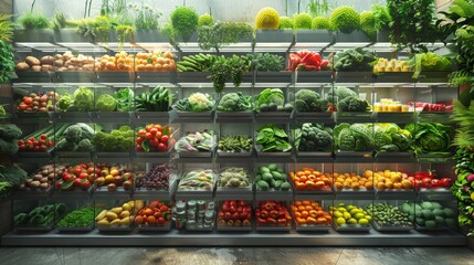 Wall Mural - An innovative food processing facility utilizing novel preservation techniques, sustainable packaging materials, and precision farming methods to produce and distribute