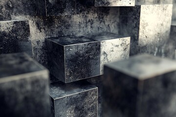 Poster - Abstract Grey Cubes.