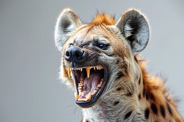 Poster - A Close-up Portrait of a Growling Hyena