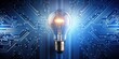© lapeepon - Light bulb glowing with electronic circuit background, technology, innovation, creativity, energy, electricity, idea
