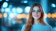 © Ndoomyim - Portrait of Young Woman in Glasses Smiling with Bokeh Background