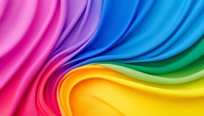 Poster - A colorful piece of fabric with a rainbow pattern. The colors are bright and vibrant, creating a cheerful and lively atmosphere. The fabric appears to be made of a soft and smooth material