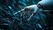 © 沈军 贡 - Artificial intelligence robot hand pointing to a digital technology background with a circuit board