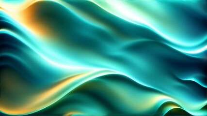 Wall Mural - abstract blue, turquoise, green wavy background with flowing smooth blurry wave, liquid fluid. smooth motion waves design. looped animation. seamless footage.