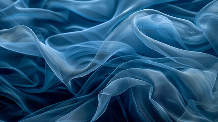 Wall Mural - Elegant flowing blue silk fabric with a soft, wavy texture in motion