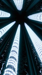 Aufkleber - Futuristic 3d tunnel with light tubes. Design. Glowing cyber tunnel with 3d pipes. Dark corridor with glowing 3D pipes in futuristic style
