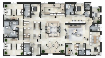 Wall Mural - Floor plan. built walls of a house on construction drawings