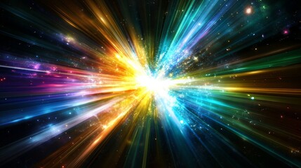 Poster - Hyperspace background, particle of blue light, and galaxy warp tunnel
