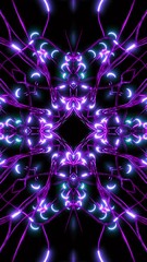 Fototapete - Neural pattern with bright pulses. Design. Bright mandala-style pattern and neural connections pulsate. Pulsating neural pattern of mandala