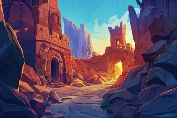 Wall Mural - Stone Pathway Leading Through Ruins of an Ancient City