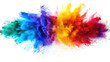 © AlexanderD - An explosion of colorful powder is spreading on a white surface beneath