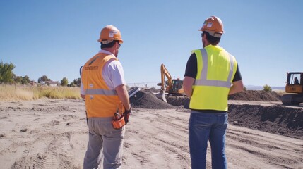 Poster - Engineering consultants are to work together on a job site.